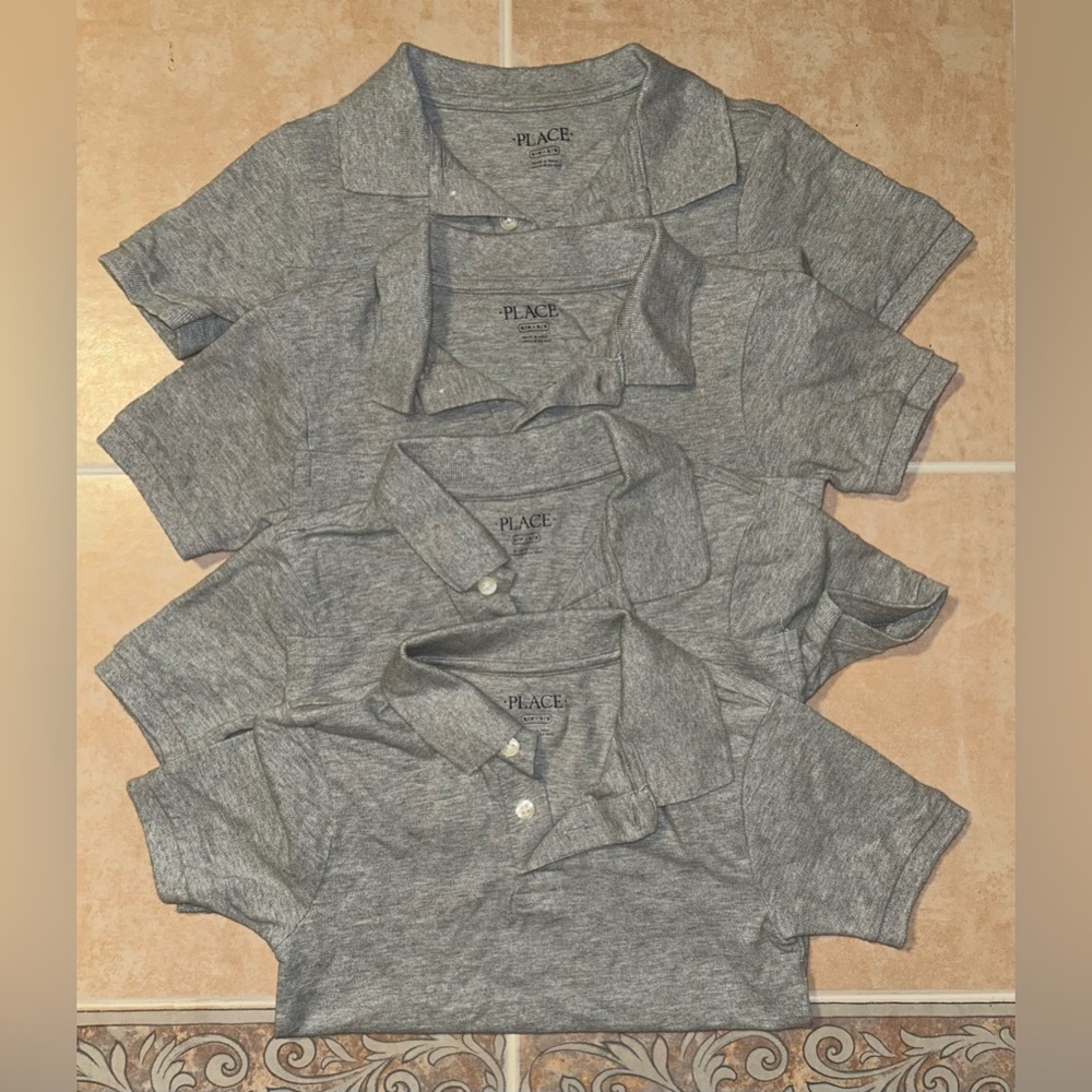 The Children's Place Heather Gray Polo Shirts